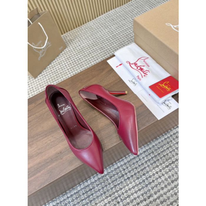 Christian Louboutin Burgundy Leather 85mm Sporty Kate Pointed Toe Pumps