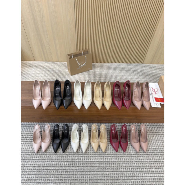 Christian Louboutin Nude Leather 85mm Sporty Kate Pointed Toe Stiletto Heel Pumps