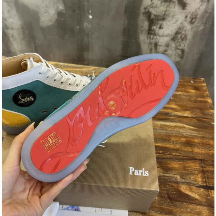 Christian Louboutin Multicolor Mixed‑Media Spiked High‑Top Sneakers