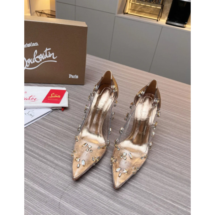Christian Louboutin Clear PVC Golden Crystal‑Set 100mm Stiletto heel Pumps