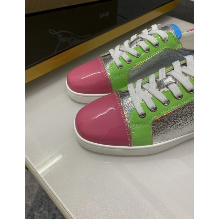 Christian Louboutin Multicolor Color‑Block Metallic Low‑Top Sneakers