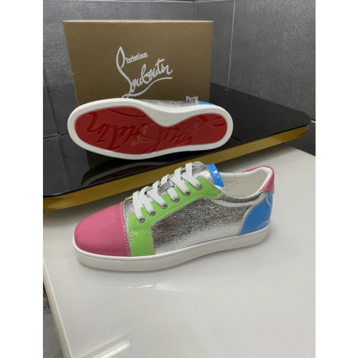 Christian Louboutin Multicolor Color‑Block Metallic Low‑Top Sneakers