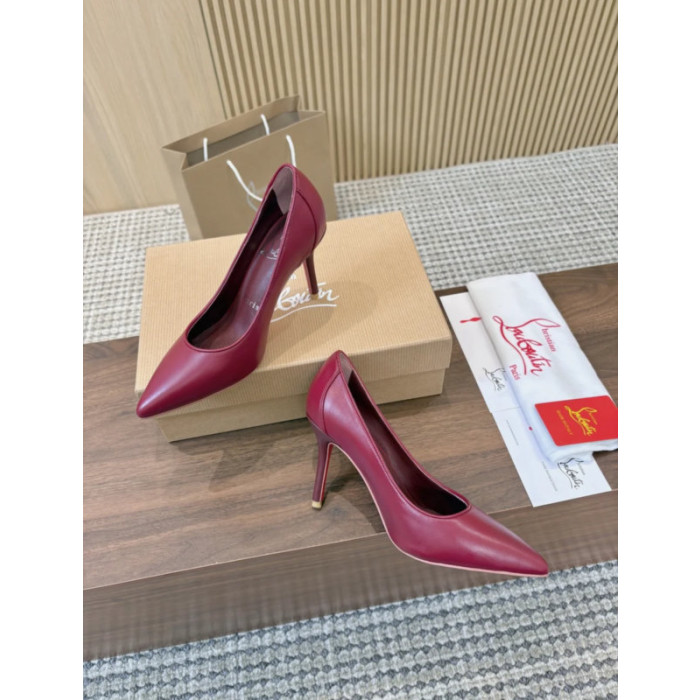 Christian Louboutin Burgundy Leather 85mm Sporty Kate Pointed Toe Pumps