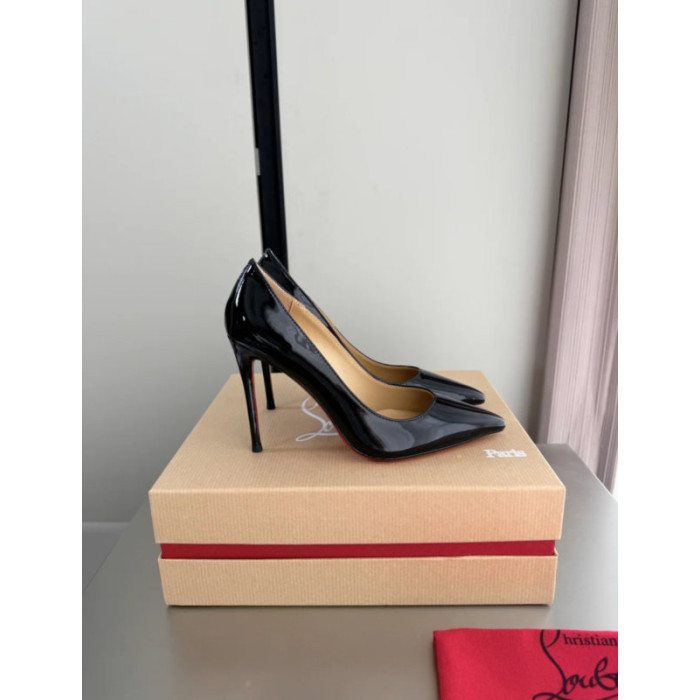 Christian Louboutin Black Patent Leather 100mm Stiletto Heel Kate Pumps