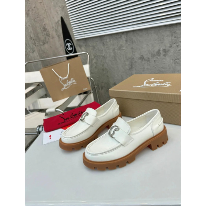 Christian Louboutin White Leather Chunky Loafer