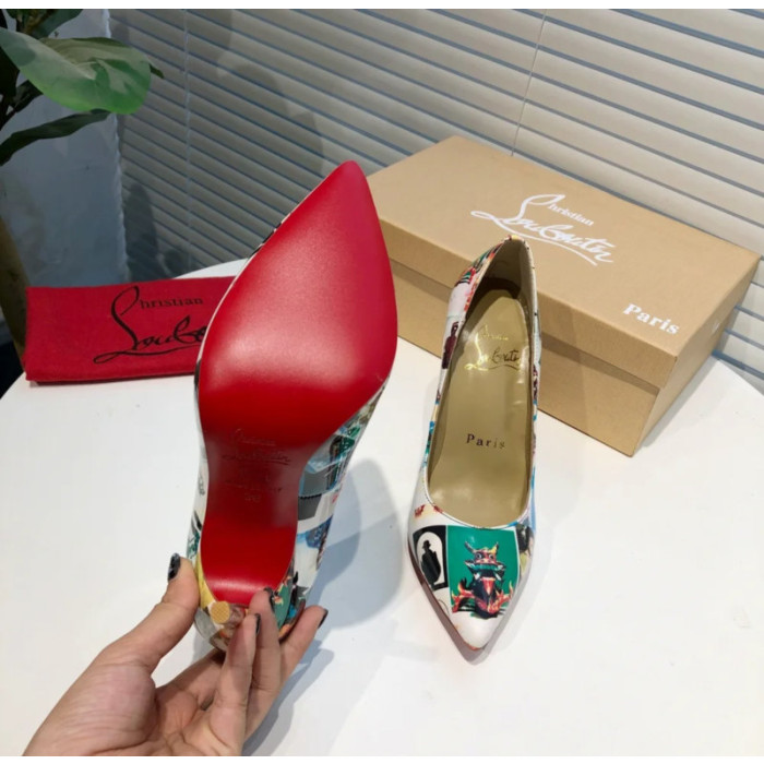 Christian Louboutin Collage‑Print Pointed Toe 100mm Stiletto heel Pumps
