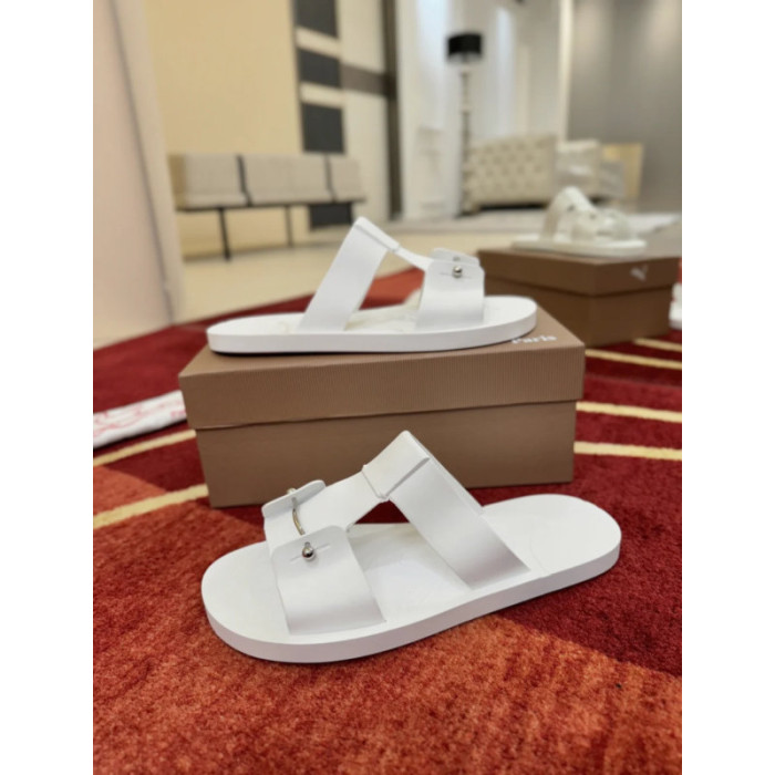 Christian Louboutin Loubi Queen White Leather Flat Sandals