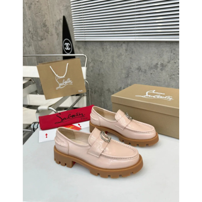 Christian Louboutin Light Pink Patent Leather Chunky Loafer