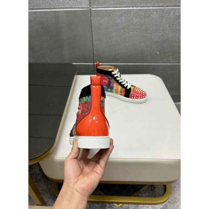 Christian Louboutin Multicolor Tie‑Dye Print Spiked High‑Top Sneakers