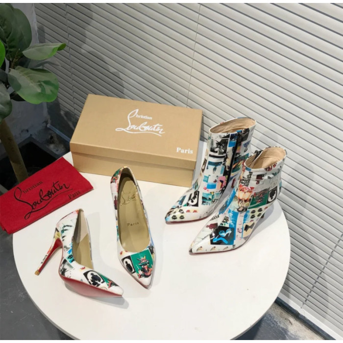 Christian Louboutin Collage‑Print Pointed Toe 100mm Stiletto heel Pumps