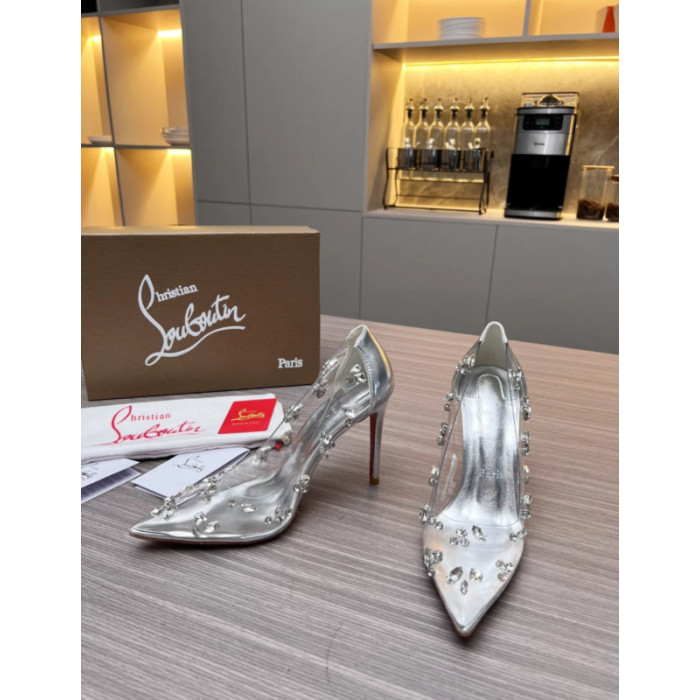 Christian Louboutin Clear PVC Crystal‑Embellished 100mm Stiletto heel Pumps