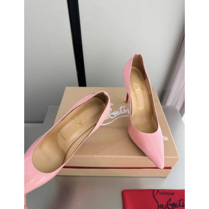 Christian Louboutin Baby Pink Patent Leather 100mm Stiletto Heel Kate Pumps