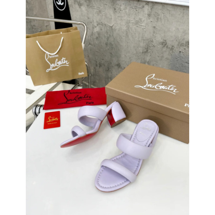 Christian Louboutin Lavender Leather 55mm heel Slide Sandals