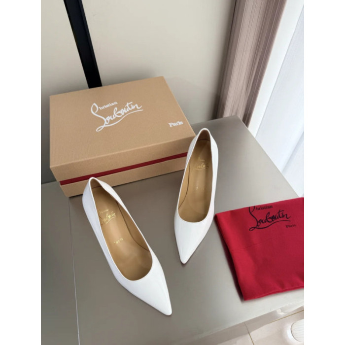 Christian Louboutin White Patent Leather 100mm Stiletto Heel Kate Pumps