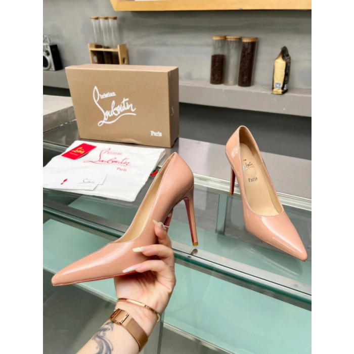 Christian Louboutin Nude Patent Leather Pointed‑Toe 120mm High Heel Pumps