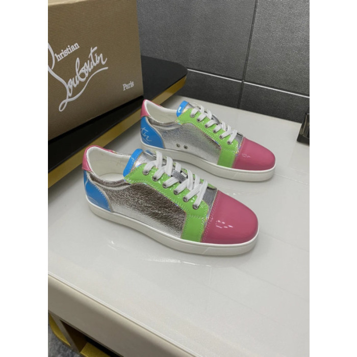 Christian Louboutin Multicolor Color‑Block Metallic Low‑Top Sneakers