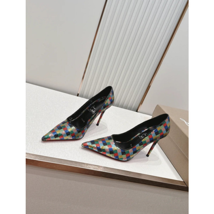 Christian Louboutin Multicolor Checkerboard Sequin 120mm Stiletto Heel So Kate Pumps