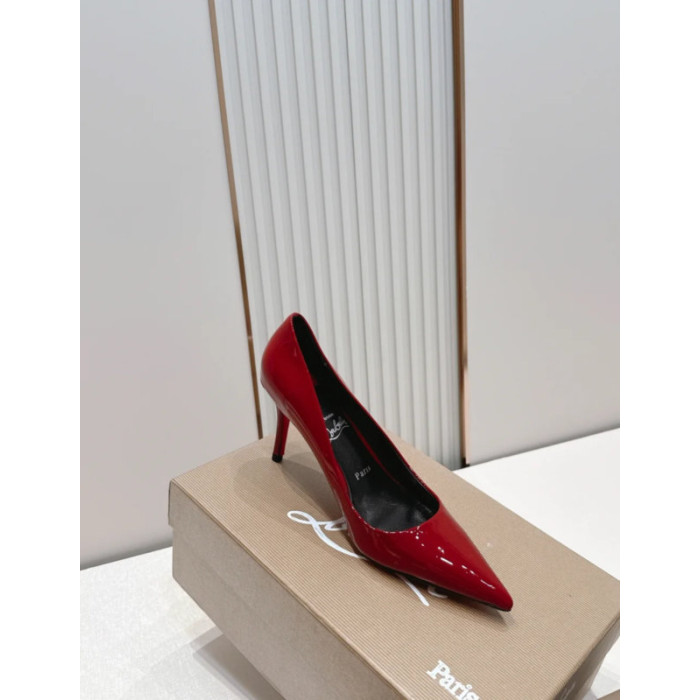 Christian Louboutin Red Patent Leather 100mm Stiletto Heel Pointed‑Toe Pumps