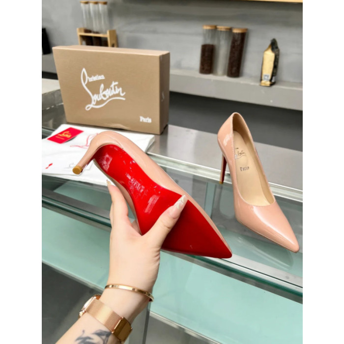 Christian Louboutin Nude Patent Leather Pointed‑Toe 120mm High Heel Pumps
