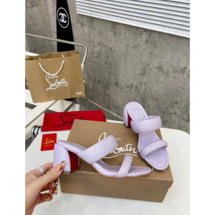 Christian Louboutin Lavender Leather 55mm heel Slide Sandals