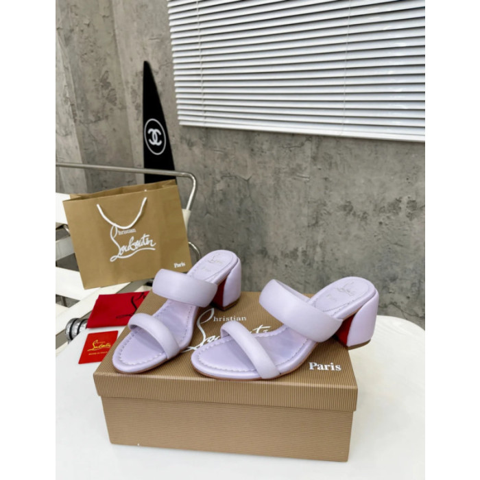 Christian Louboutin Lavender Leather 55mm heel Slide Sandals