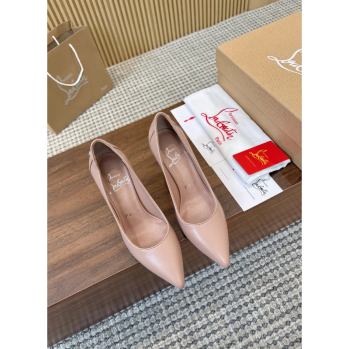 Christian Louboutin Nude Leather 85mm Sporty Kate Pointed Toe Stiletto Heel Pumps