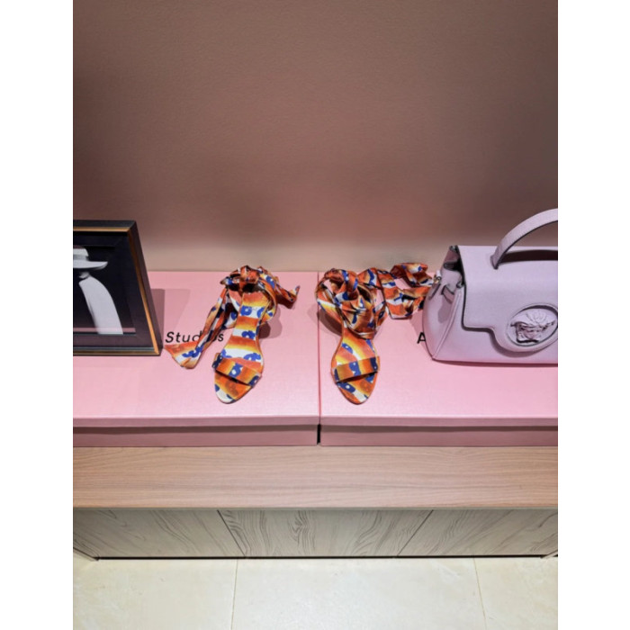Christian Louboutin Abstract‑Print Satin 100mm Stiletto Heel Wrap‑Tie Sandals