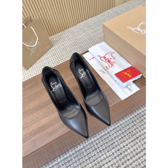 Christian Louboutin Black Leather 100mm Pointed Toe Stiletto Pumps