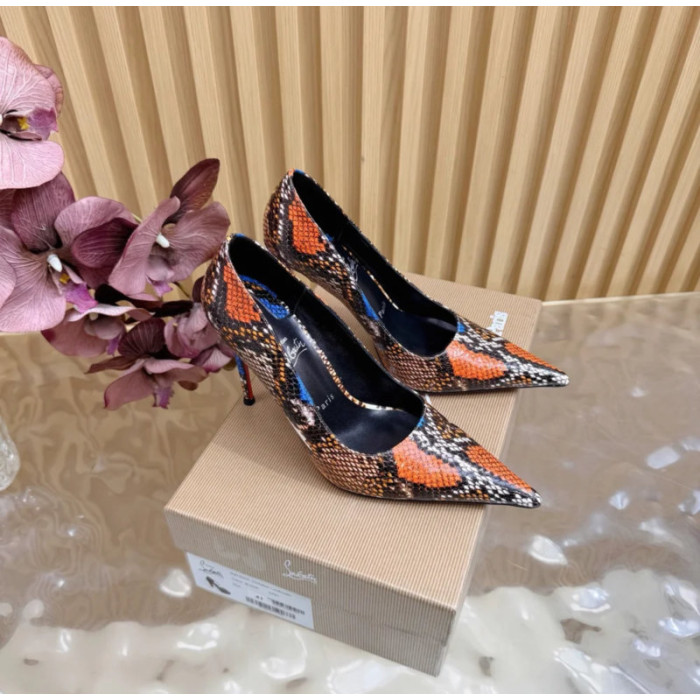 Christian Louboutin Multicolor Python‑Print Pointed‑Toe Stiletto High Heel Pumps
