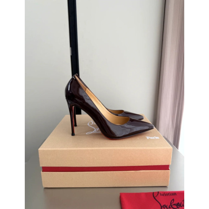 Christian Louboutin Burgundy Patent Leather 100mm Stiletto Heel Kate Pumps