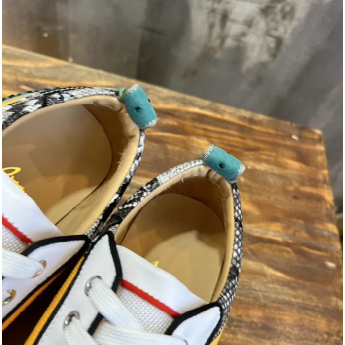 Christian Louboutin Color‑Block Spiked Rhinestone Low‑Top Sneakers