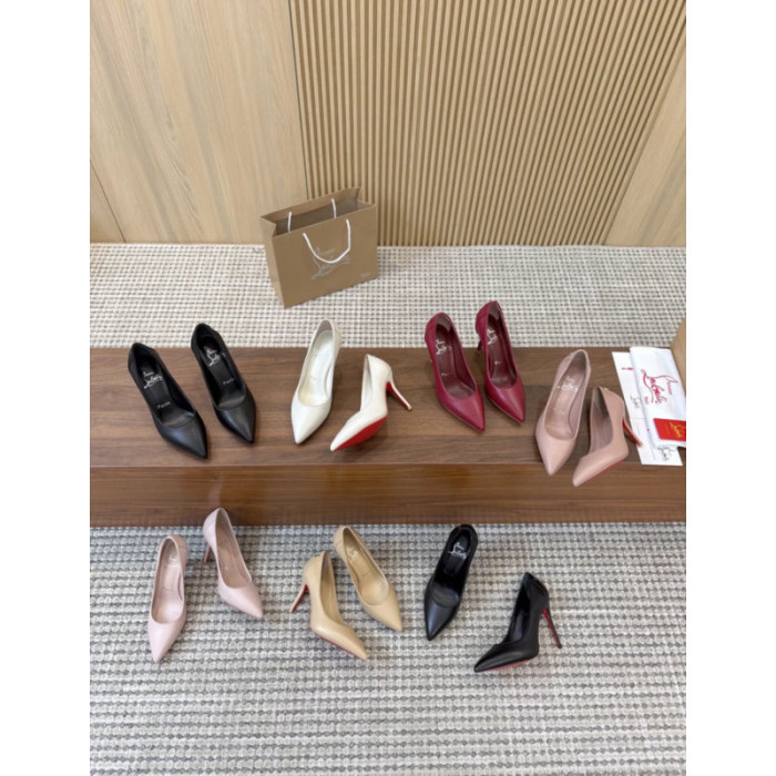 Christian Louboutin Nude Leather 85mm Sporty Kate Pointed Toe Stiletto Heel Pumps