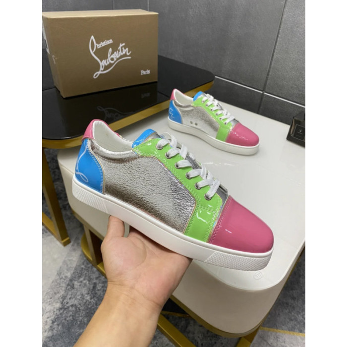 Christian Louboutin Multicolor Color‑Block Metallic Low‑Top Sneakers