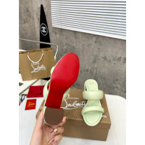 Christian Louboutin Mint Green Leather 55mm heel Slide Sandals