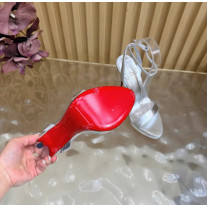 Christian Louboutin Silver Metallic Double‑Strap Platform High‑Heel Sandals 120mm heel