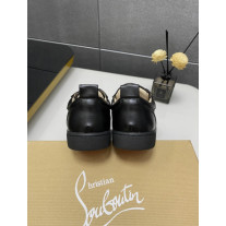 Christian Louboutin Black Leather Jet Crystal‑Encrusted Low‑Top Sneakers