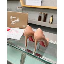 Christian Louboutin Nude Patent Leather Scalloped Pointed‑Toe 120mm High Heel Pumps