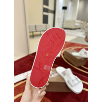 Christian Louboutin Loubi Queen White Leather Flat Sandals