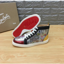 Christian Louboutin Graffiti Print 20mm High‑Top Men’s Sneakers