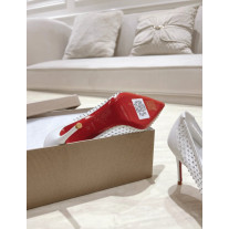 Christian Louboutin White Mesh 80mm Apostropha Crystal‑Embellished Pointed Toe Heel Pumps