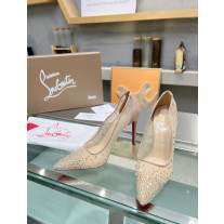 Christian Louboutin Nude Mesh Crystal‑Embellished 100mm heel Pump