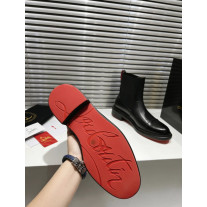 Christian Louboutin Black Calf Leather 30mm Cap‑Toe Chelsea Ankle Boots