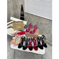 Christian Louboutin Fuchsia Patent Leather 100mm heel Ankle Strap Sandals