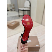 Christian Louboutin Black Satin 100mm Stiletto Heel Ankle‑Strap Open‑Toe Sandals
