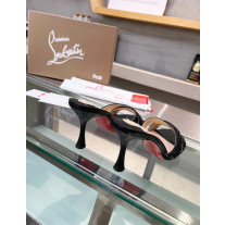Christian Louboutin Black Crystal Crisscross Mule Slide Sandal 100mm heel