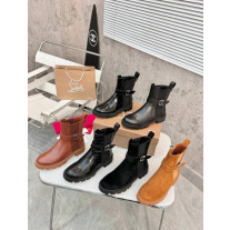 Christian Louboutin Brown Leather Buckle‑Strap Lug‑Sole Chelsea Ankle Boots