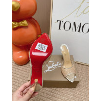 Christian Louboutin Gold Mesh Crystal‑Embellished 100mm Stiletto Heel Mules