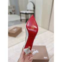 Christian Louboutin White Patent Leather 100mm Stiletto Heel Slingback Pumps