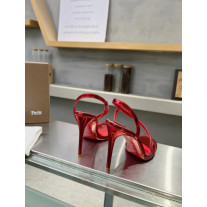Christian Louboutin Red Patent Asymmetric Strap Slingback Sandal 100mm heel