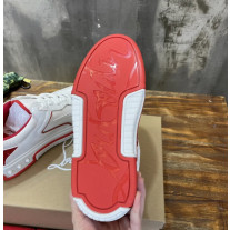 Christian Louboutin White‑Red Spiked Low‑Top Platform Sneakers